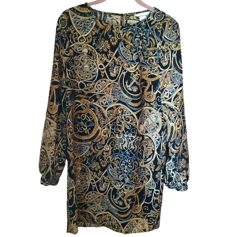 H & M Women's Antique Floral Print Dress Size 4